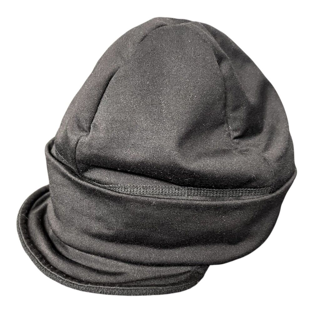 Turtle Fur Black Convertible Visor Beanie Hat Fleece Lined Ski Winter Adult